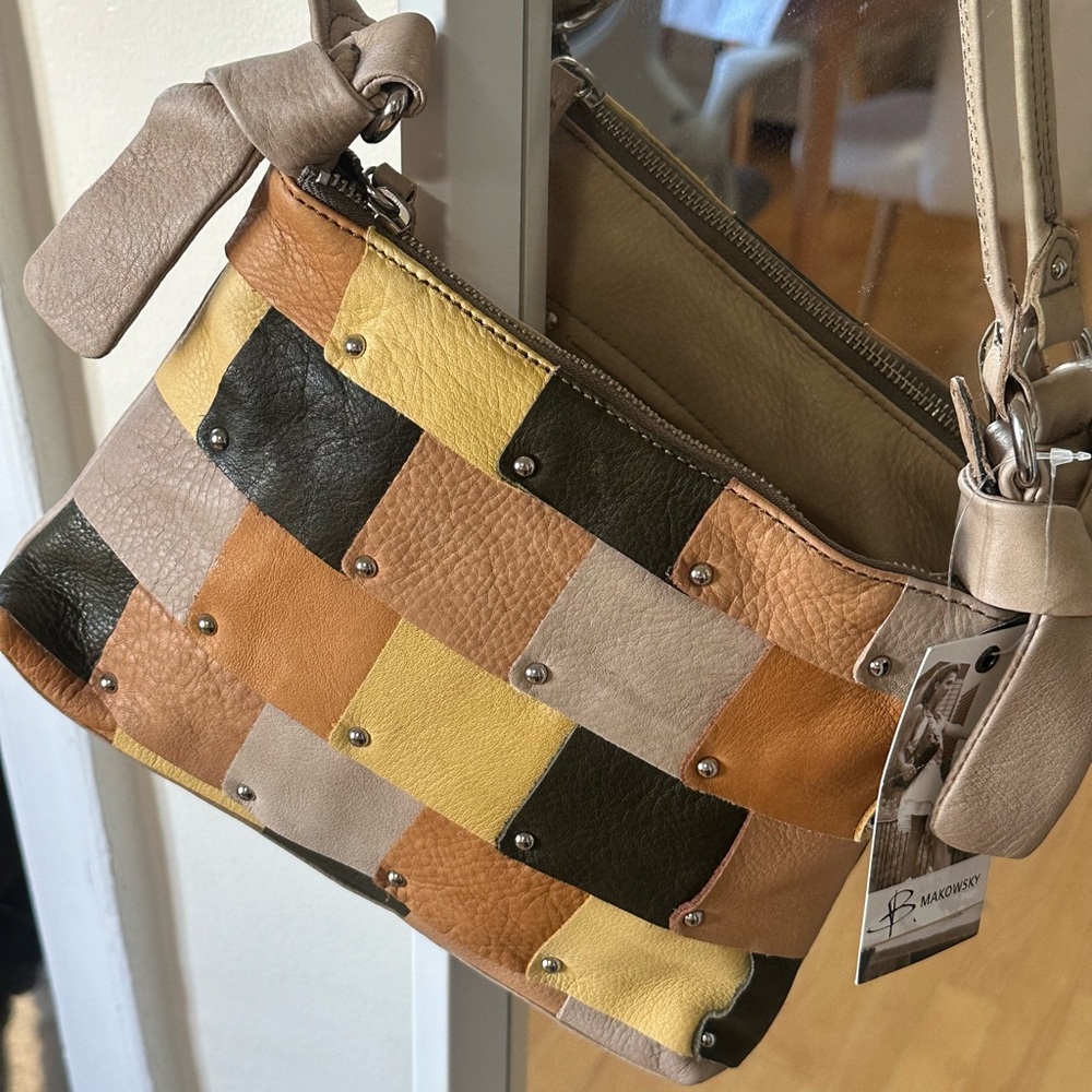 B. Makowsky Multicolor Patchwork Crossbody Bag - image 4